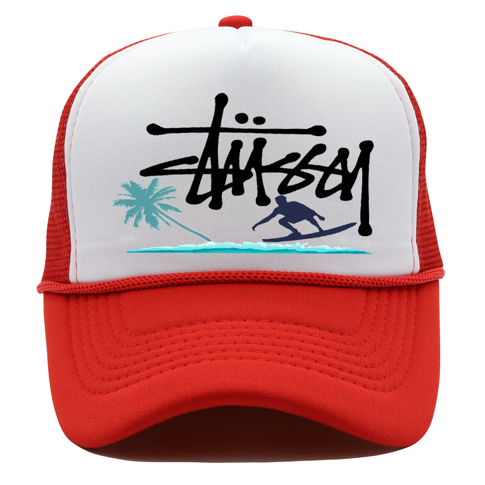 Stussy Hat Printed Truck Mesh Cap Outdoor Surfing Casual Sun Hat
