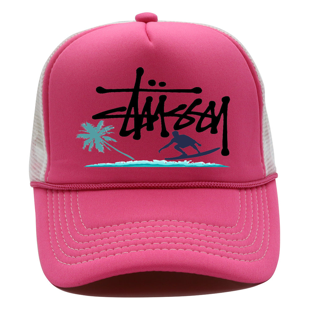 Stussy Hat Printed Truck Mesh Cap Outdoor Surfing Casual Sun Hat