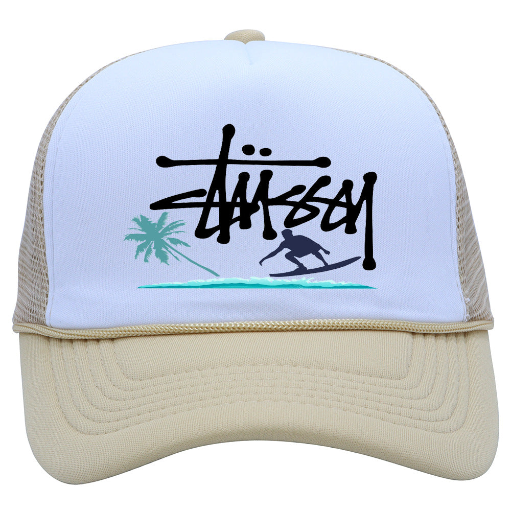 Stussy Hat Printed Truck Mesh Cap Outdoor Surfing Casual Sun Hat